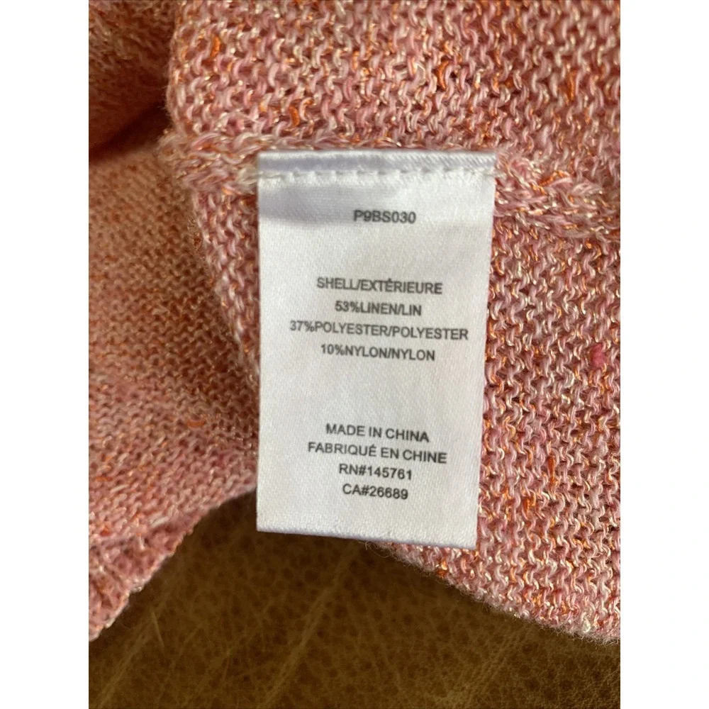 Parker NY Sweater Size Medium Knit Peach Pink Linen Pullover Marled Knit Coastal